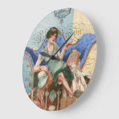 Vintage Flapper Girl in Paris ラージ壁時計 (傾斜)