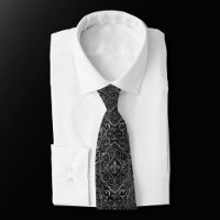 Vintage Fleur de Lis | Black Silver Grunge Damask