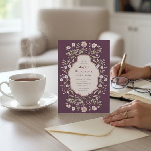 Vintage Floral 60th Birthday Celebration  招待状