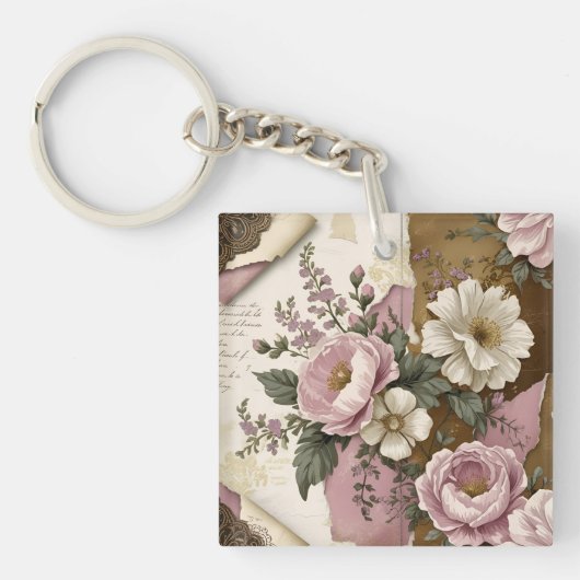 Vintage Floral - Acrylic Keychain キーホルダー (正面)