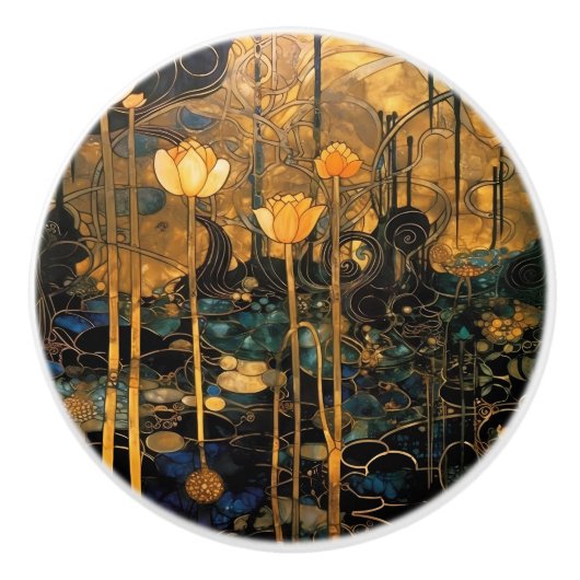 Vintage Floral Antique セラミックノブ (正面)