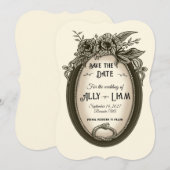 Vintage Floral Antique Save The Date 招待状 (正面/裏面)