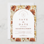 Vintage Floral Arch Elegant Wedding セーブザデート (正面)