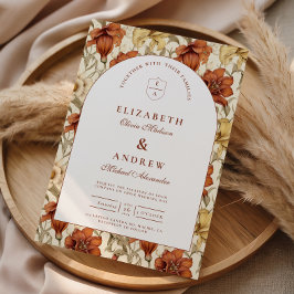 Vintage Floral Arch Elegant Wedding 招待状