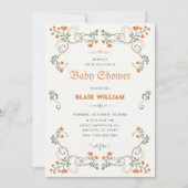 Vintage floral art nouveau baby shower 招待状 (正面)