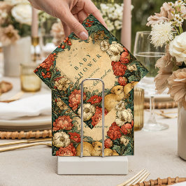 Vintage Floral Baby Animals Baby Shower スタンダードカクテルナプキン