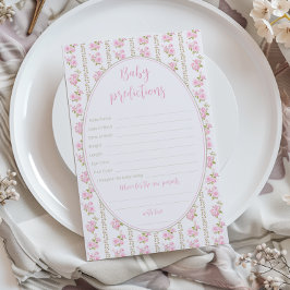 Vintage Floral Baby Predictions and Advice card