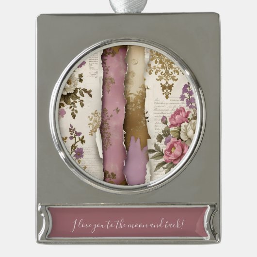 Vintage Floral - Banner Ornament シルバープレートバナーオーナメント (正面)