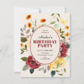 Vintage floral birthday 招待状 (正面)