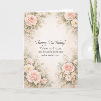 Vintage Floral Birthday Card | Elegant Watercolor  カード