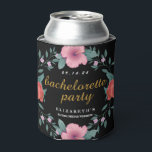 Vintage Floral Black Bachelorette Party Can Cooler 缶クーラー<br><div class="desc">Vintage Floral Black Bachelorette Party can cooler.</div>