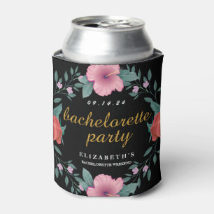 Vintage Floral Black Bachelorette Party Can Cooler 缶クーラー