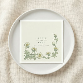 Vintage Floral Border Wedding classic art nouveau スタンダードカクテルナプキン