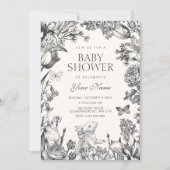 Vintage floral botanical baby shower 招待状 (正面)