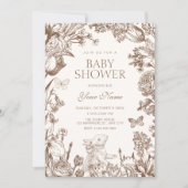 Vintage floral botanical baby shower 招待状 (正面)