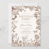 Vintage floral botanical birthday 招待状 (正面)