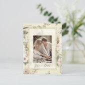 Vintage Floral Botanical Custom Photo Wedding 案内ポストカード (スタンド正面)