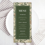 Vintage Floral Botanical Dark Green Cream Wedding  メニュー<br><div class="desc">This elegant wedding menu featuring custom text and vintage floral background would make a wonderful addition to your party! Easily change the text by clicking on the "personalize this template" option.</div>