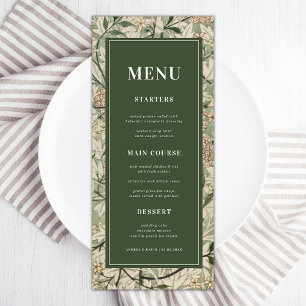 Vintage Floral Botanical Dark Green Cream Wedding メニュー
