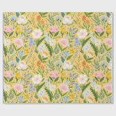 Vintage Floral Botanical Pink Yellow Blue  ラッピングペーパー (フラット)