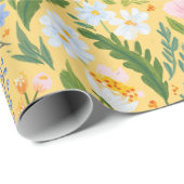 Vintage Floral Botanical Pink Yellow Blue  ラッピングペーパー (ロールコーナー)