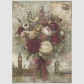Vintage Floral Bouquet and London Decoupage  薄葉紙 (正面)