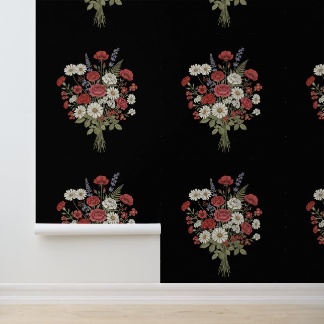 Vintage Floral Bouquet Black Textured  壁紙 (アプリケーション)