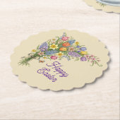 Vintage Floral Bouquet - Happy Easter Paper ペーパーコースター (アングル)