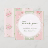 Vintage Floral Bridal Shower サンキューカード (正面/裏面)