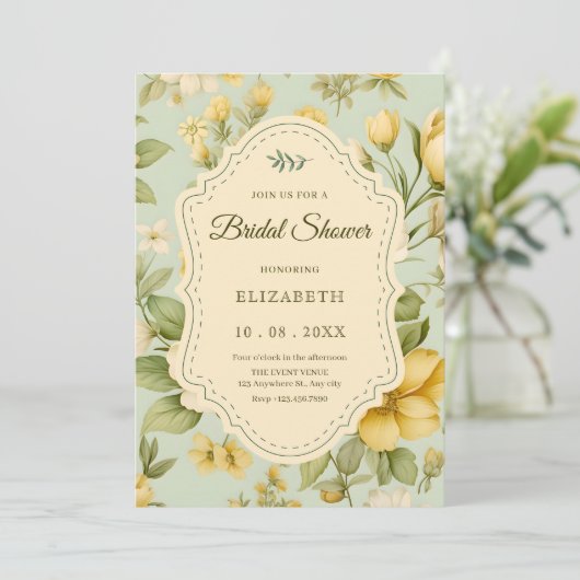 Vintage floral bridal shower 招待状 (スタンド正面)