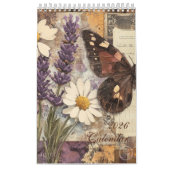 Vintage Floral Butterfly Calendar カレンダー (カバー)