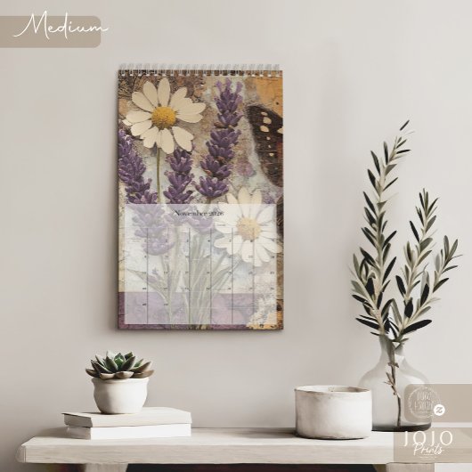 Vintage Floral Butterfly Calendar カレンダー