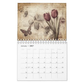 Vintage Floral Butterfly Calendar カレンダー (1月 2027)
