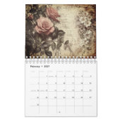 Vintage Floral Butterfly Calendar カレンダー (2月 2027)