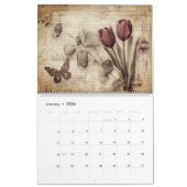 Vintage Floral Butterfly Calendar カレンダー (1月 2026)