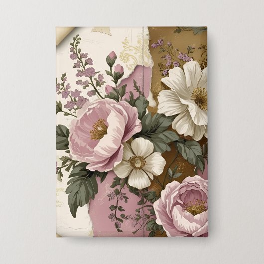 Vintage Floral - Button 缶バッジ (正面)