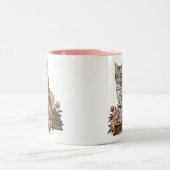 Vintage Floral Cat Monogram Mug ツートーンマグカップ (中央)