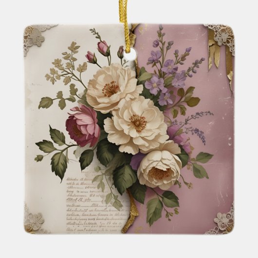 Vintage Floral - Ceramic Ornament セラミックオーナメント (正面)