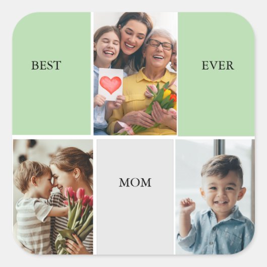 Vintage Floral Collage Photo Mother's Day スクエアシール (正面)