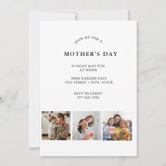 Vintage Floral Collage Photo Mother's Day 招待状