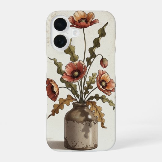 Vintage Floral Composition with Poppies iPhone 16ケース (裏面)
