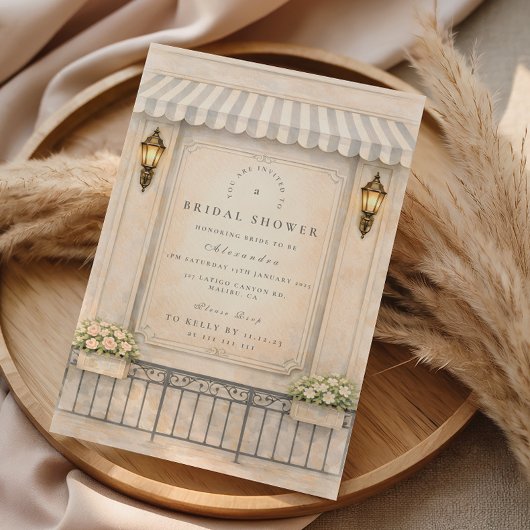 Vintage Floral Courtyard Bridal Shower 招待状