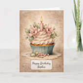 Vintage Floral Cupcake カード (正面)