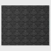 Vintage Floral Damask Gray on Black ラッピングペーパー (フラット)