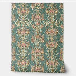 Vintage Floral Damask in Soft Pastel Sage Green 壁紙
