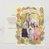 Vintage Floral Easter Blessings Greeting Card シーズンカード (正面/裏面)