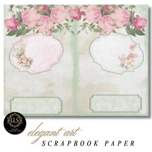 Vintage Floral Ephemera #11 Scrapbook Paper 