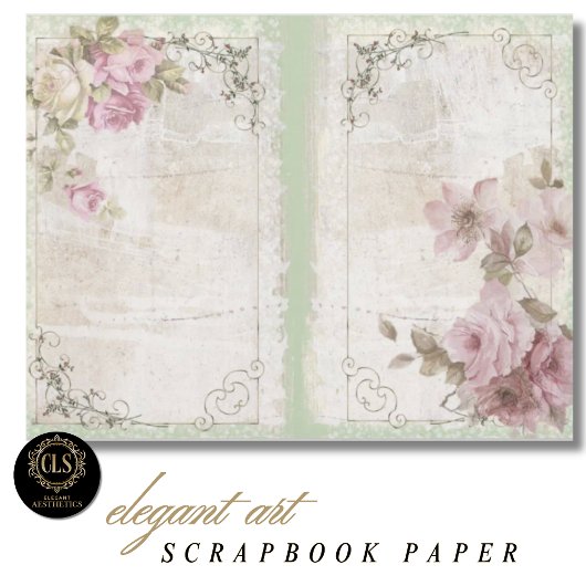 Vintage Floral Ephemera #4 Scrapbook Paper 