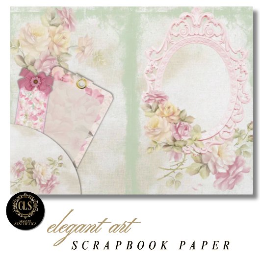 Vintage Floral Ephemera #5 Scrapbook Paper 