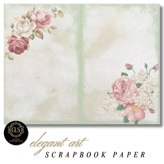 Vintage Floral Ephemera #9 Scrapbook Paper 